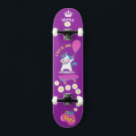Unicorn on skateboard with personalised captions<br><div class="desc">Unicorn on skateboard with personalised captions Unicorn Personalised Skateboard CLICK on PERSONALIZE TEMPLATE OPTION AND ENTER the NAME. you can also custom other captions. Cool skateboard designed with vivid colours and for the background and a funky unicorn riding a skateboard. This Skateboard makes a great gift idea for a unicorn...</div>