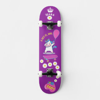 Unicorn on skateboard with personalised captions