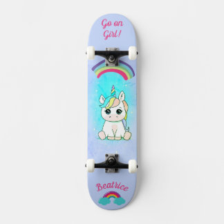 Unicorn on skateboard with personalised captions