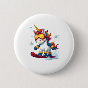 Unicorn on Snowboard - Funny Ski and Wintersports  6 Cm Round Badge