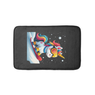 Unicorn on Snowboard - Funny Ski and Wintersports  Bath Mat