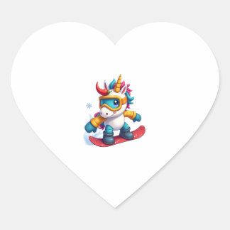 Unicorn on Snowboard - Funny Ski and Wintersports  Heart Sticker