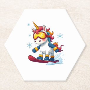 Unicorn on Snowboard - Funny Ski and Wintersports  Paper Coaster