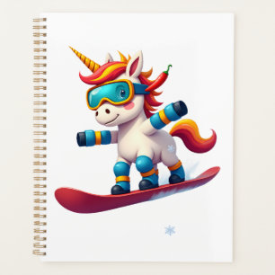 Unicorn on Snowboard - Funny Ski and Wintersports Planner