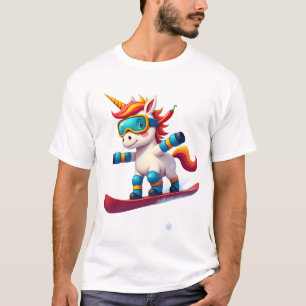 Unicorn on Snowboard - Funny Ski and Wintersports  T-Shirt