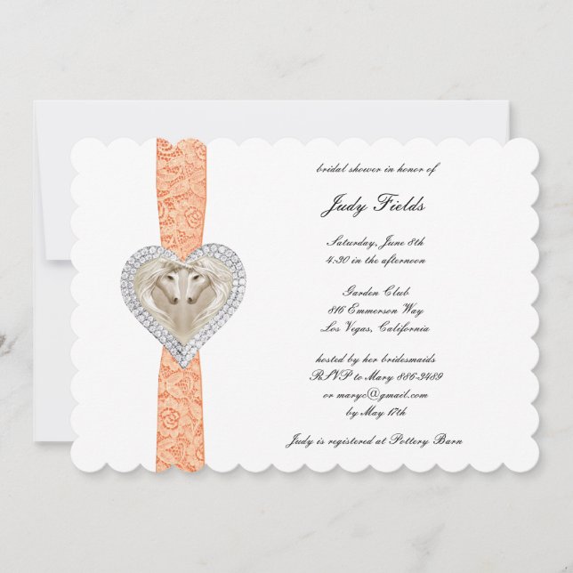 Unicorn Orange Lace Bridal Shower Invitation (Front)