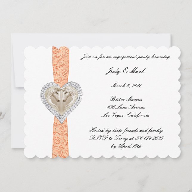 Unicorn Orange Lace Engagement Party Invitation (Front)