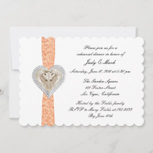 Unicorn Orange Lace Rehearsal Dinner Invitation
