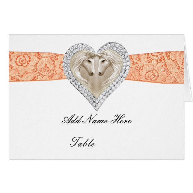 Unicorn Orange Lace Table Place Card (Front Horizontal)