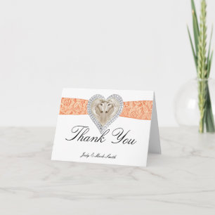 Unicorn Orange Lace Thank You Card