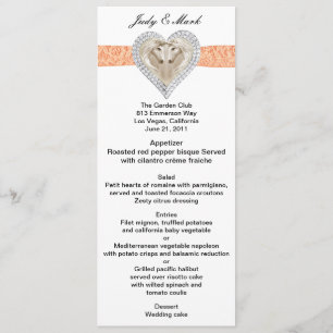 Unicorn Orange Lace Wedding Menu Card