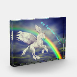 Unicorn Over Rainbow Dreams Inspirational Photo Block
