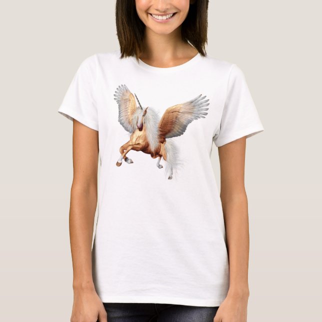 Unicorn Palomino Pegasus Horse Lover T-Shirt (Front)