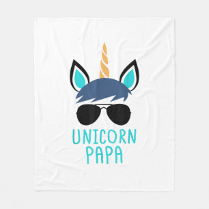 Unicorn Papa T-Shirt Funny Father's Day Gift Fleece Blanket