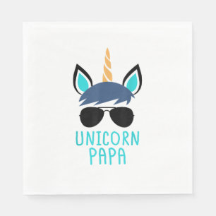 Unicorn Papa T-Shirt Funny Father's Day Gift Napkin