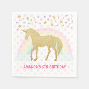 Unicorn Paper Napkins, Gold Unicorn Napkins