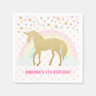 Unicorn Paper Napkins, Gold Unicorn Napkins