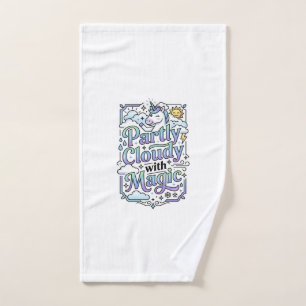 Unicorn Partly Cloudy with Magic Commercial Vector Hand Towel