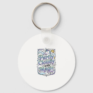Unicorn Partly Cloudy with Magic Commercial Vector Key Ring