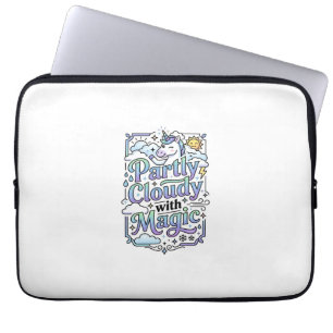 Unicorn Partly Cloudy with Magic Commercial Vector Laptop Sleeve