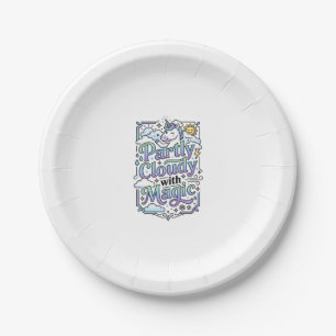 Unicorn Partly Cloudy with Magic Commercial Vector Paper Plate