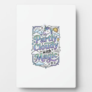 Unicorn Partly Cloudy with Magic Commercial Vector Plaque