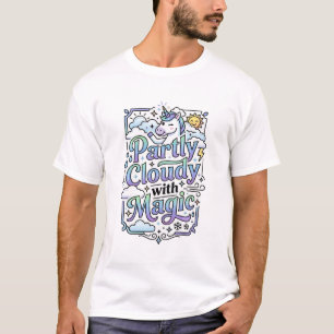 Unicorn Partly Cloudy with Magic Commercial Vector T-Shirt