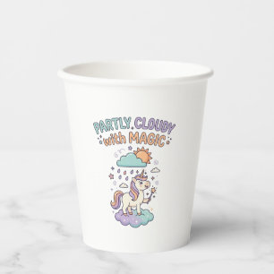 Unicorn Partly Cloudy with Magic Trendy T-Shirt De Paper Cups