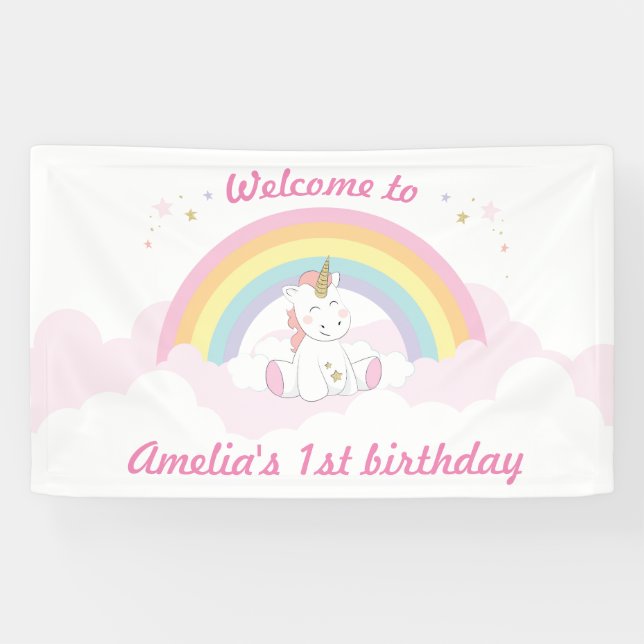 Unicorn party backdrop, Unicorn birthday Banner (Horizontal)