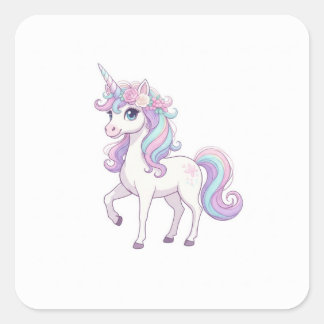 Unicorn Party Button Square Sticker