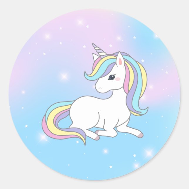 Unicorn Party Collection! Classic Round Sticker (Front)