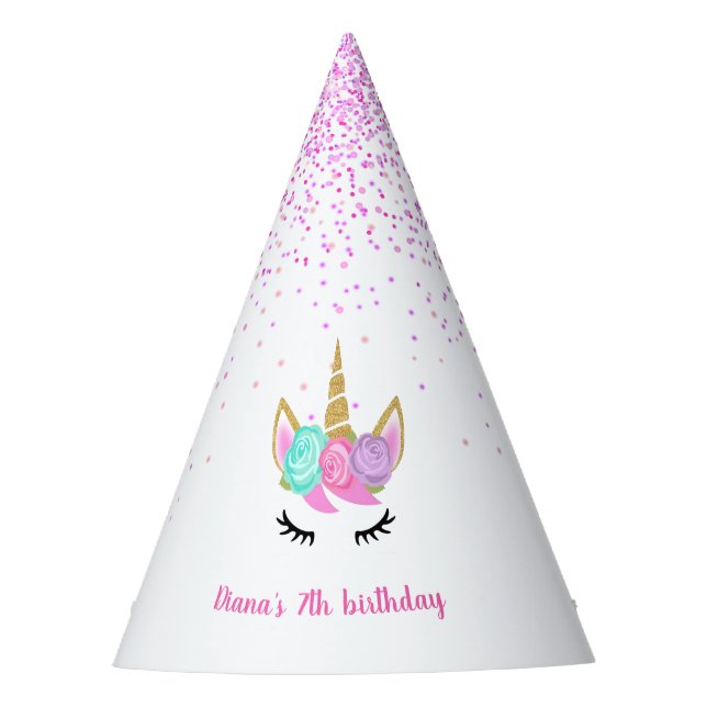 Unicorn party Cute glitter custom name Hat (Front)