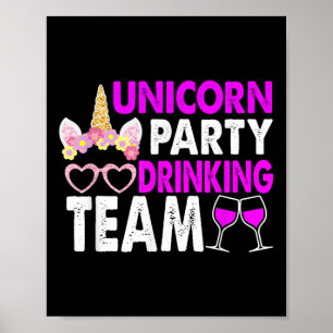 Unicorn Party Drinking Team Wedding Bride And Groo Poster