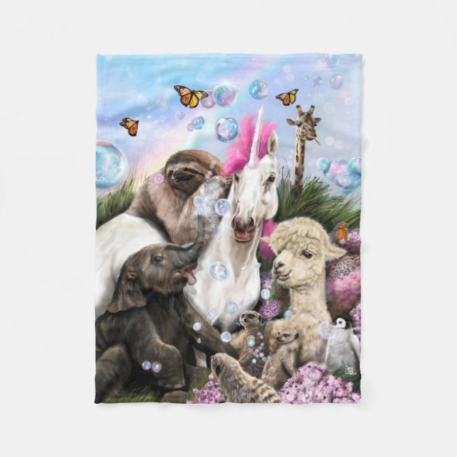 Unicorn Party Fleece Blanket (Front)