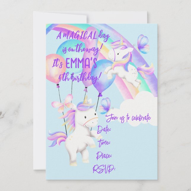 Unicorn Party Invitation (Front)