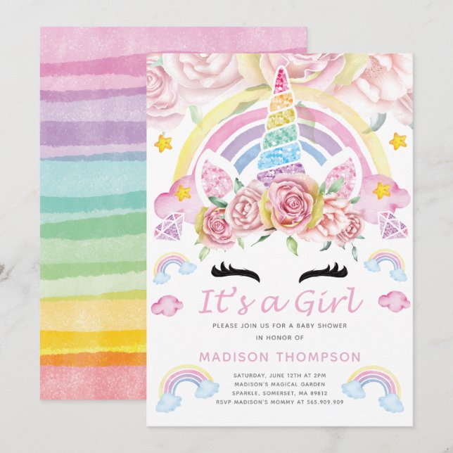 Unicorn Party Magical Baby Shower Invitation (Front/Back)