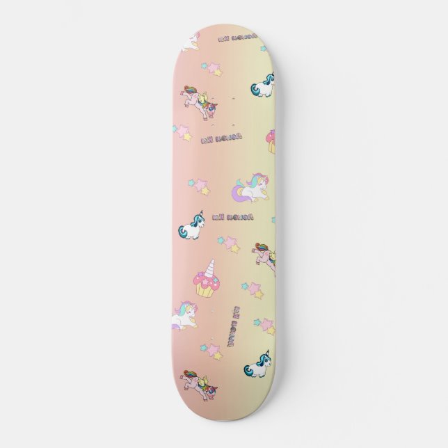 Unicorn Party Pastel Kei Skateboard (Front)