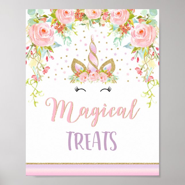 Unicorn Party Table Sign Magical Unicorn Poster (Front)