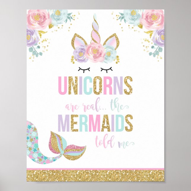 Unicorn Party Table Sign Magical Unicorn Poster (Front)