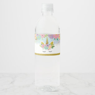 Unicorn Party Water Bottle Label