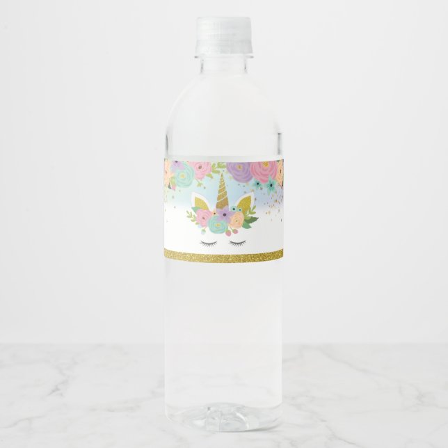 Unicorn Party Water Bottle Label (Front)