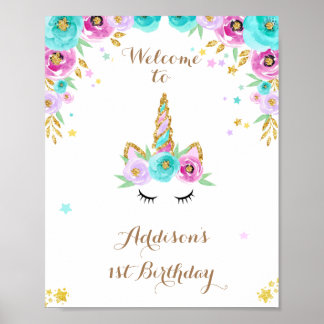 Unicorn party welcome sign