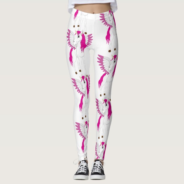 Unicorn Party White Leggings  (Front)