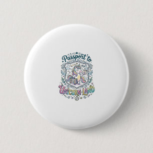 Unicorn Passport to Unicorn Land White Background 6 Cm Round Badge