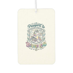 Unicorn Passport to Unicorn Land White Background Car Air Freshener