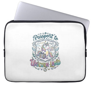 Unicorn Passport to Unicorn Land White Background Laptop Sleeve
