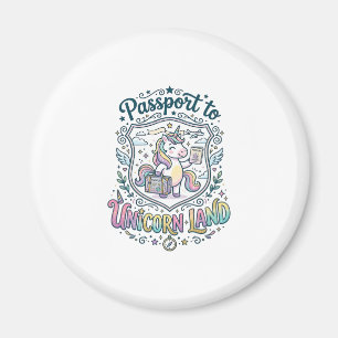 Unicorn Passport to Unicorn Land White Background Magnet