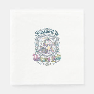 Unicorn Passport to Unicorn Land White Background Napkin