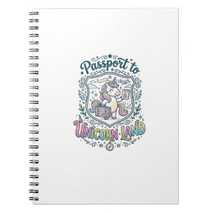 Unicorn Passport to Unicorn Land White Background Notebook
