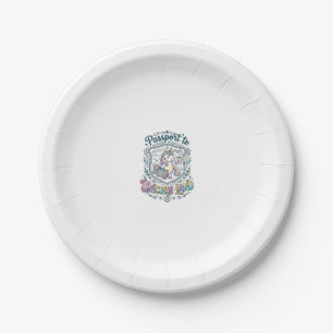 Unicorn Passport to Unicorn Land White Background Paper Plate